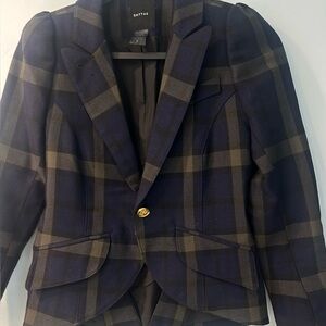 Smythe Blue, Black, and Olive Plaid Blazer